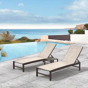 3-Piece Metal Outdoor Chaise Lounge and Table Set