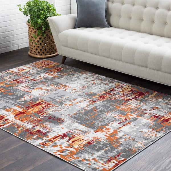 Arboleas Burnt Orange 8 ft. x 10 ft. Modern Area Rug
