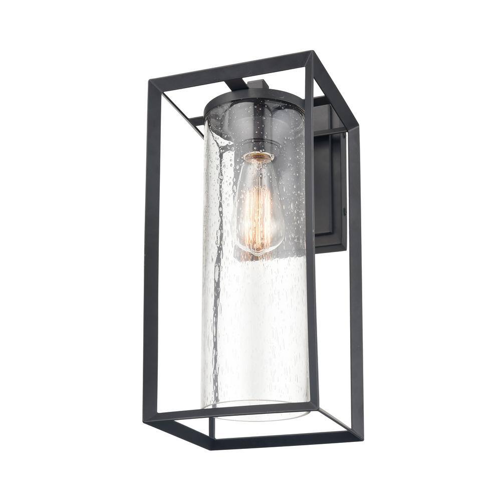 Black Powder Coat Outdoor Wall Lantern with Clear Glass