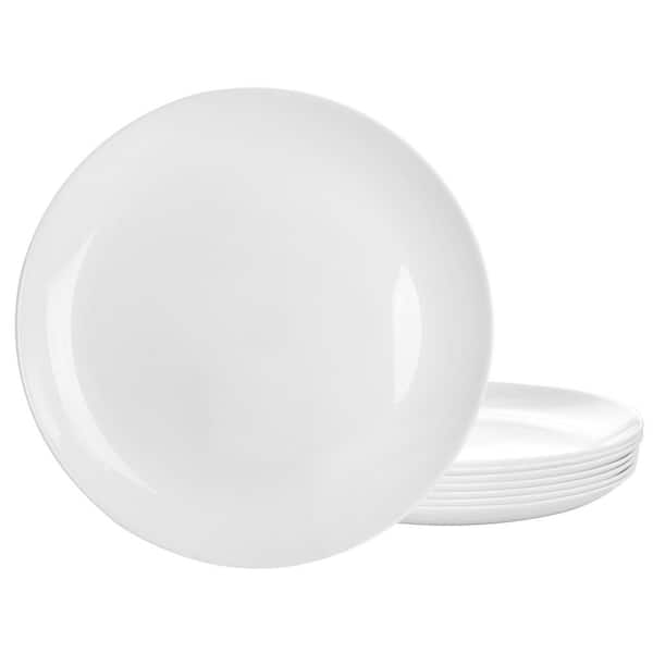 Gibson Olstead White 8-Piece Tempered Opal Glass Dinner Plate Set