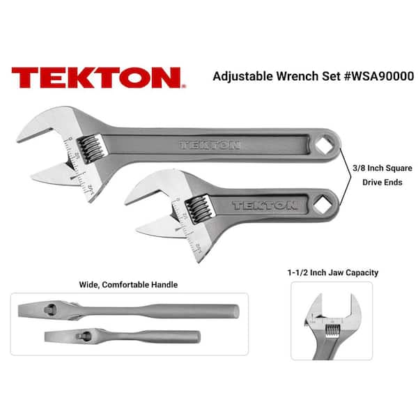 Adjustable Wrench Set, 2-Piece (6, 9 in.) - 1-1/2 in. Jaw Capacity