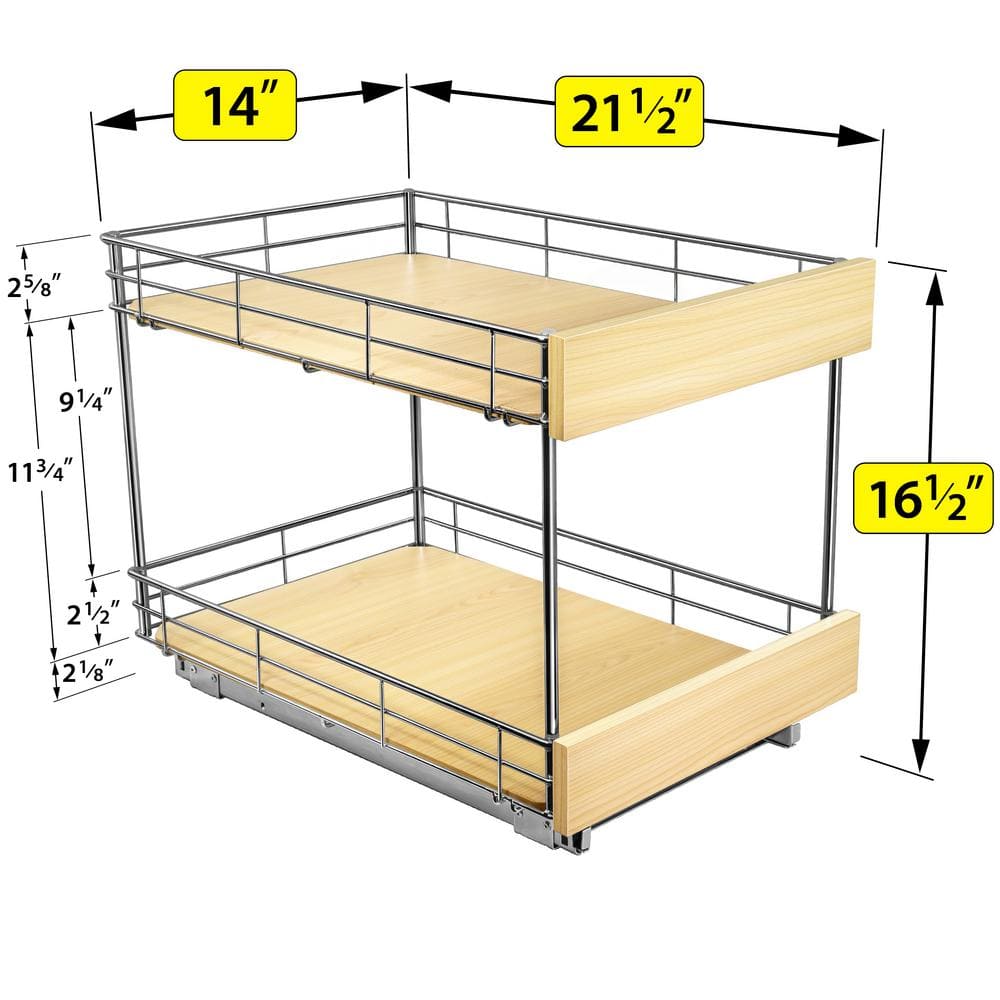 Double Tier Pull-Out Wood and Metal Cabinet Organizer