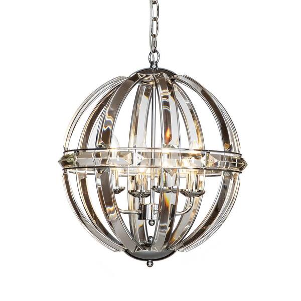 Aloa Decor 4 Light Modern Chrome Globe, Globe Chandelier Ceiling Light