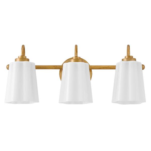LARK - Honey 21.25 in. 3 Light Distressed Brass Vanity Light