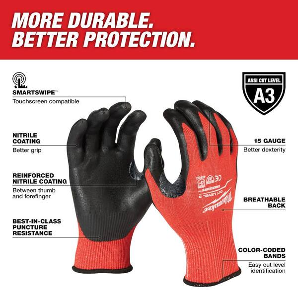 Milwaukee 48-22-8933 Cut Level 3 Nitrile Dipped Gloves (XL)