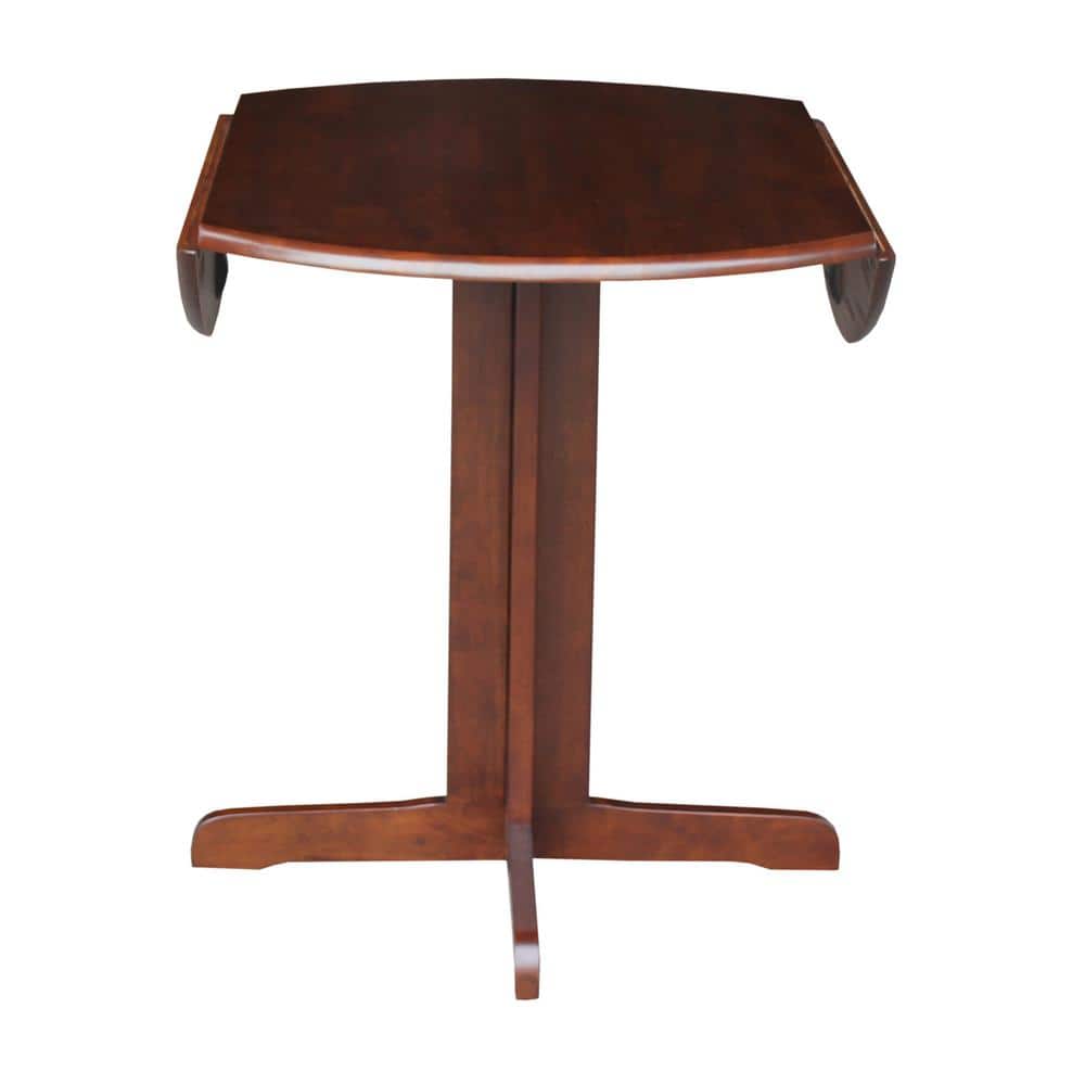 Transitional Round Wood Extendable Dining Table in Espresso