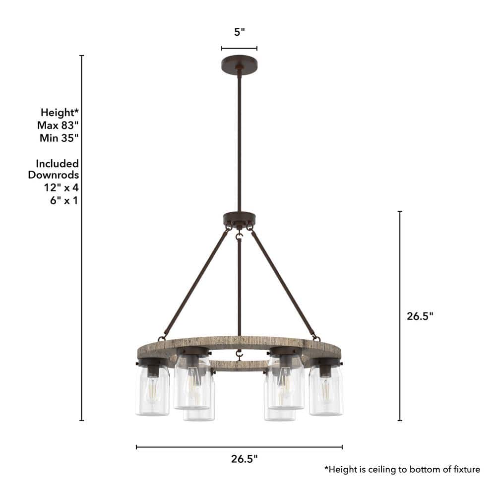 Onyx Bengal Rustic Wood & Bronze 6-Light Chandelier