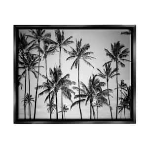 Palm Trees Skyline Black and White Photography by Design Fabrikken Floater Frame Nature Wall Art Print 31 in. x 25 in.