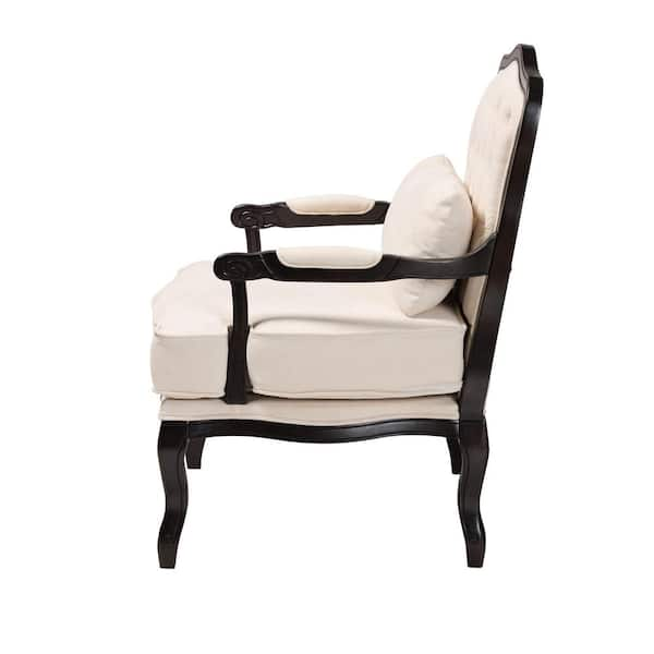 Baxton Studio Dion Cream Fabric and Wenge Brown Wood Arm Chair 233