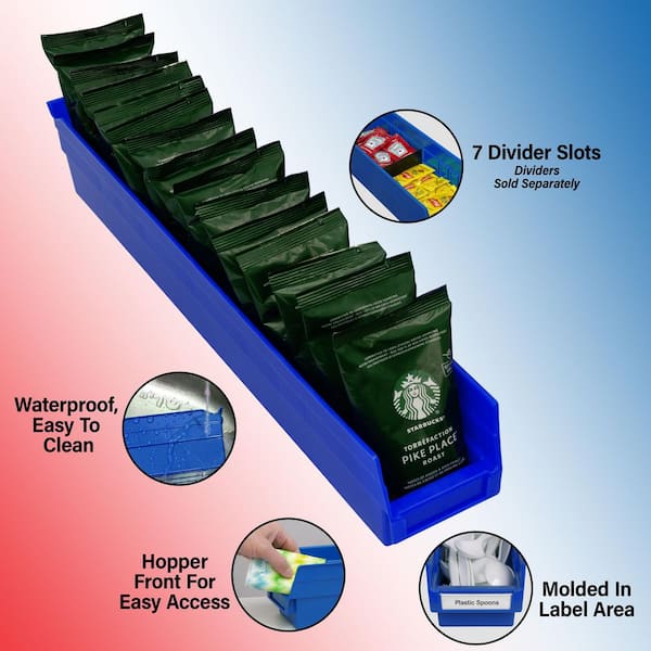 Akro-Mils 30124 Plastic Storage Shelf Bins, 23 1/2 in. D x 4 in. W