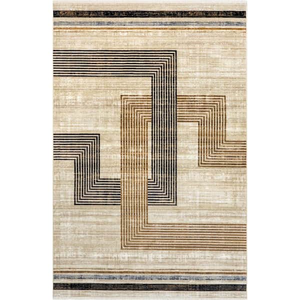 Aline Beige 4 ft. x 6 ft.  Contemporary Abstract Area Rug