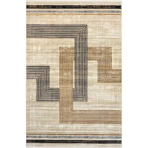 Aline Beige 5 ft. x 8 ft. Contemporary Abstract Area Rug