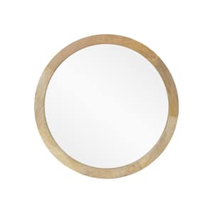 Cheval 23. 50 in x 23.50 in. Modern Round Framed Natural Accent Mirror
