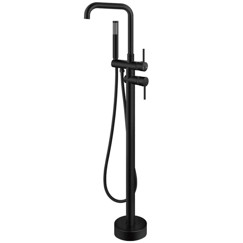 Single-Handle Floor Mounted Freestanding Tub Faucet with Handheld Shower in Matte Black price history on PriceWatchPro