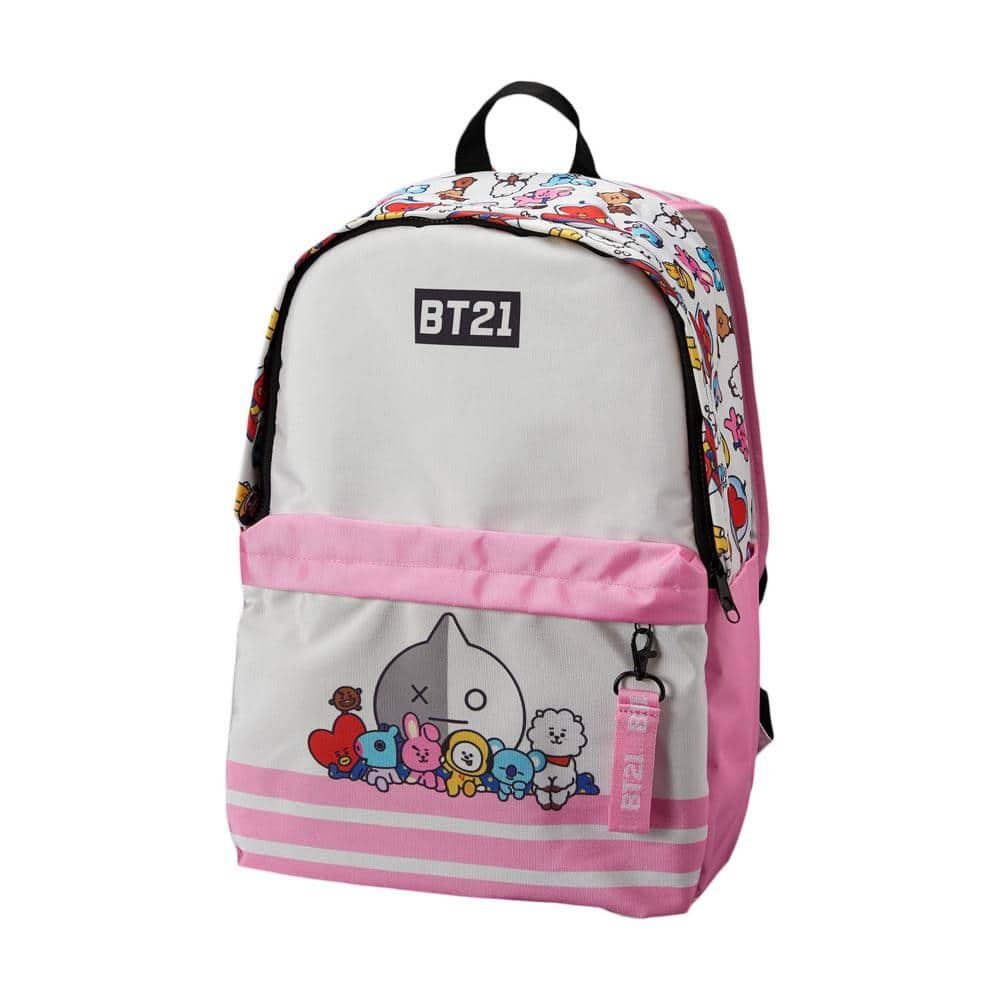 Yup Issue gradually CONCEPT ONE White Line Friends BT21 Urban Backpack- Tata, Mang, Chimmy, RJ,  Koya, Cooky, Chooky and Van 21FB0049-100 - The Home Depot