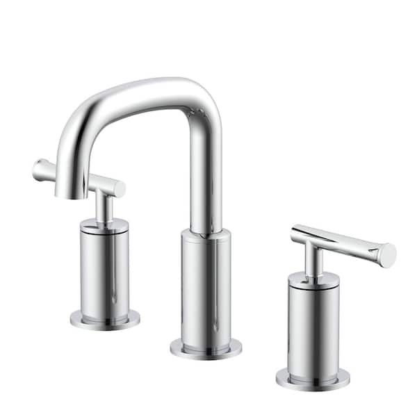 Lucien 8 in. Widespread 2-Handle Bathroom Faucet with Push Down Drain in Chrome