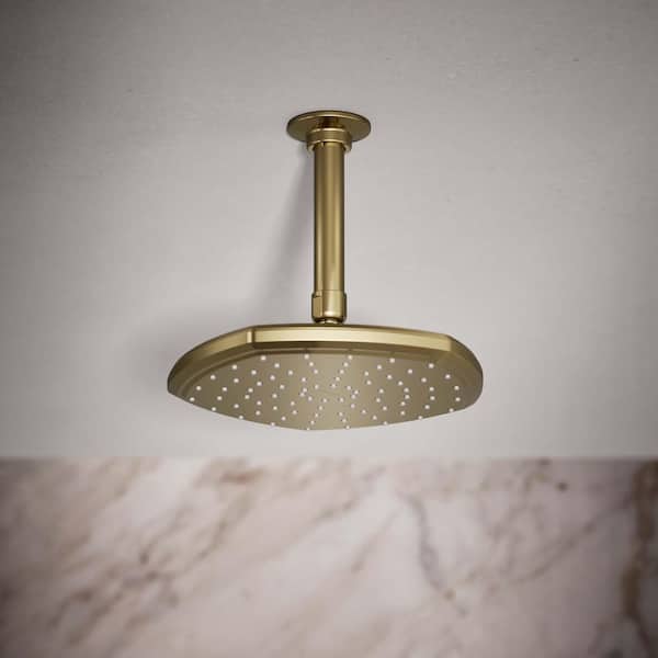 Occasion 1-Spray Patterns 2.5 GPM 8.34 in. Wall Mount Rainhead Fixed Shower Head in Vibrant French Gold