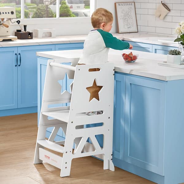 VEVOR Tower Step Stool 350 Load 3-Level Height Bamboo Toddler