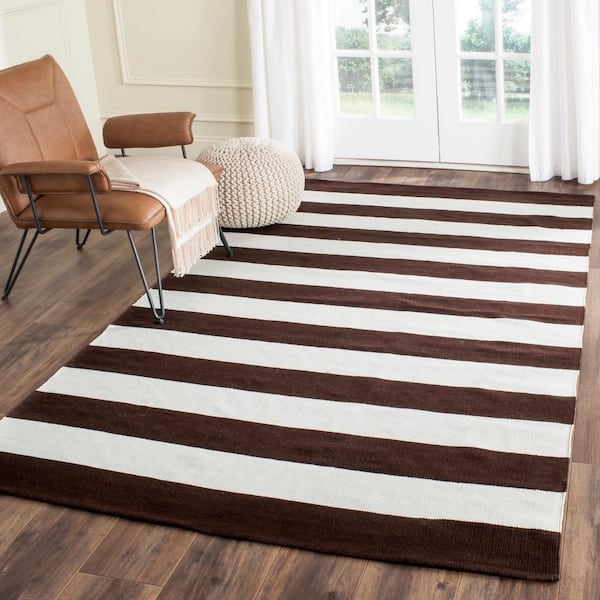 Montauk Chocolate/Ivory Doormat 3 ft. x 5 ft. Striped Area Rug