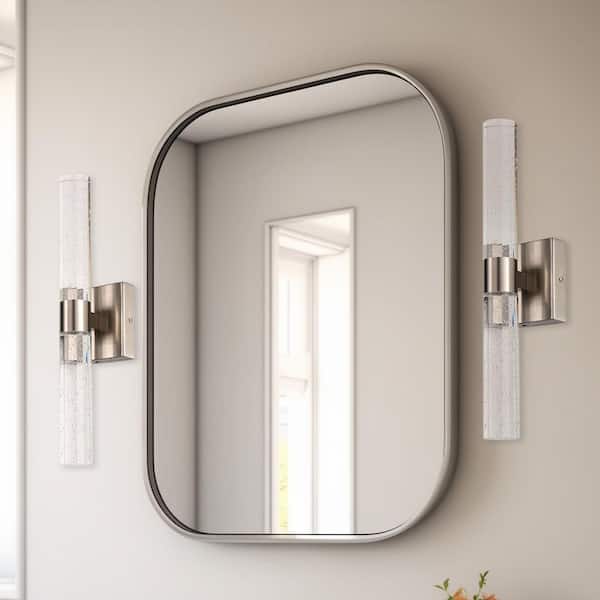 18 in. 2-Light Nickel Cylinder LED Vanity Light with Light Bar