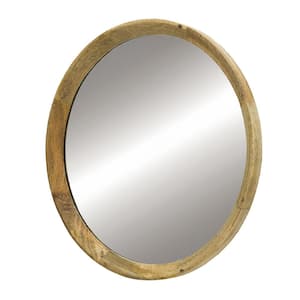 19.80 in. W x 19.80 in. H Round Framed Wall Bathroom Vanity Mirror in Natural