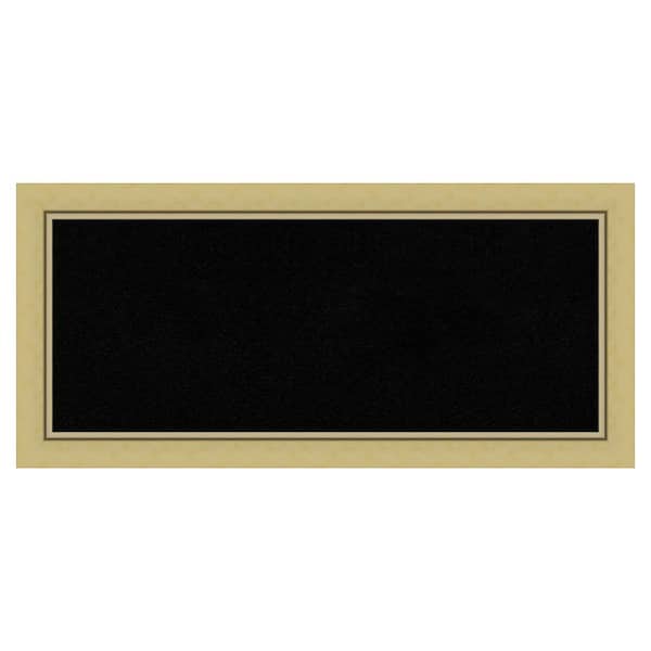 Amanti Art Landon Gold Narrow Framed Black Corkboard 33 in. x 15 in. Bulletine Board Memo Board