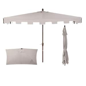 Sidney 9 ft. MidCentury Rectangular Half Market Patio Umbrella with Crank, Wind Vent and UV Protection in Gray/White