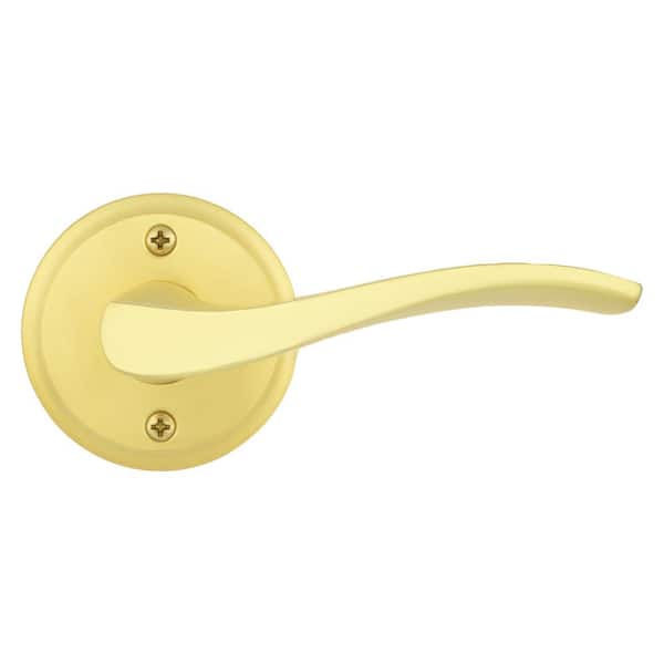 Kwikset Sedona Satin Brass Half-Dummy Door Handle with Microban Antimicrobial Technology - Left Handed