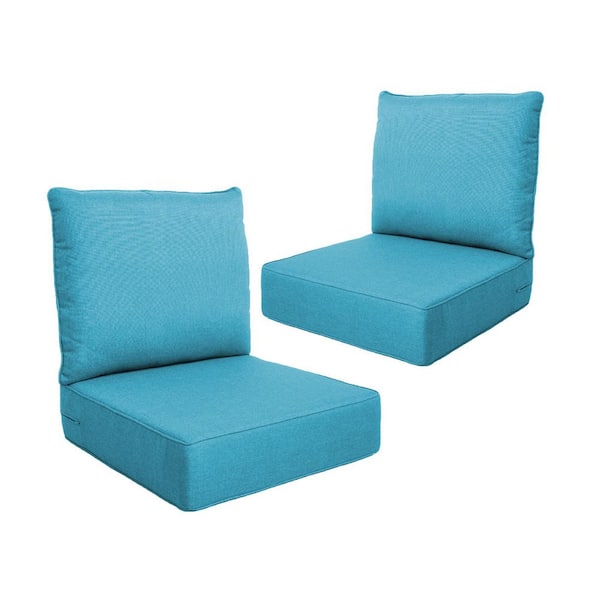 Duraolex 22 in. W x 24 in. D x 6 in. Thick 4-Piece Deep Seating Outdoor Lounge Chair Olefin Cushion, Turquoies