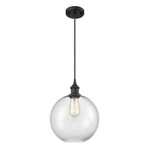 Athens 1-Light Oil Rubbed Bronze Globe Pendant Light with Clear Glass Shade