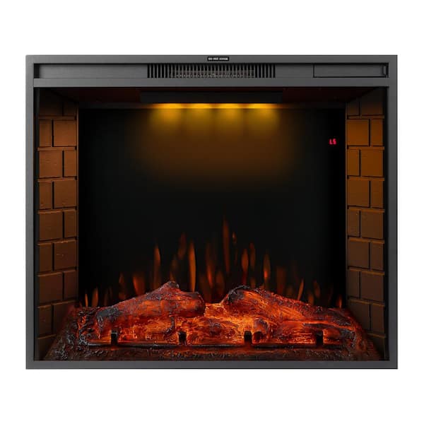 Clihome 30 in.LED Recessed Fireplace with 3 Top Light Colors and Remote Control, Adjustable Heating and Touch Screen 1500W,Black