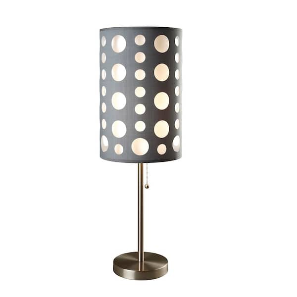 Contemporary 30 in. H Grey and White Retro Table Lamp with Fabric Shade Task and Reading