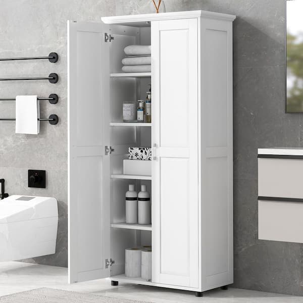 White 71.25 in. H Home Office 2 Doors Accent Storage Cabinet with Adjustable Shelves