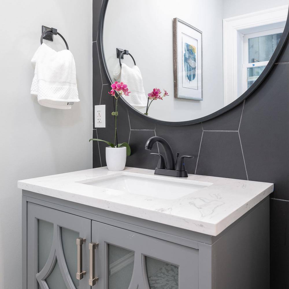 Matte Black Stainless Steel Double Handle Bathroom Faucet
