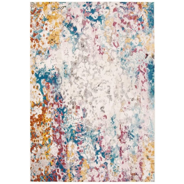 SAFAVIEH Aria Cream/Dark Teal 9 ft. x 12 ft. Area Rug