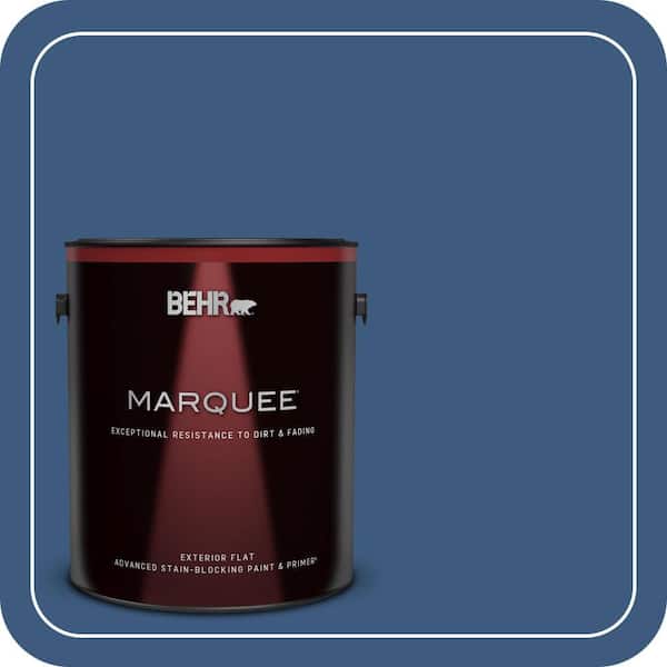 BEHR MARQUEE 1 gal. #M520-7 Admiral Blue Flat Exterior Paint & Primer
