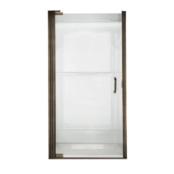 American Standard Euro 35-1/8 in. x 65-9/16 in. Semi-Framed Shower Door in Oil Rubbed Bronze with Clear Glass