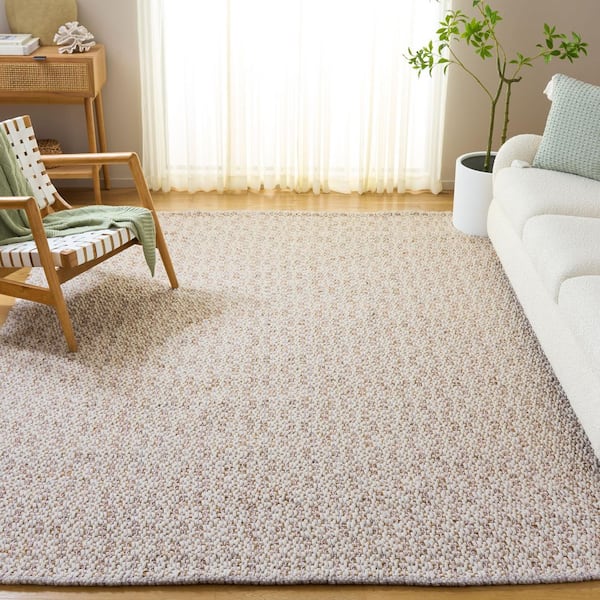 Natural Fiber 8 ft. x 10 ft. Natural/Pink Distressed Striped Abstract Area Rug