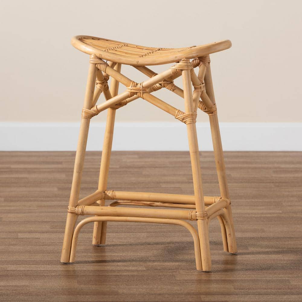 Elgon Natural Brown Rattan Curved Counter Stool