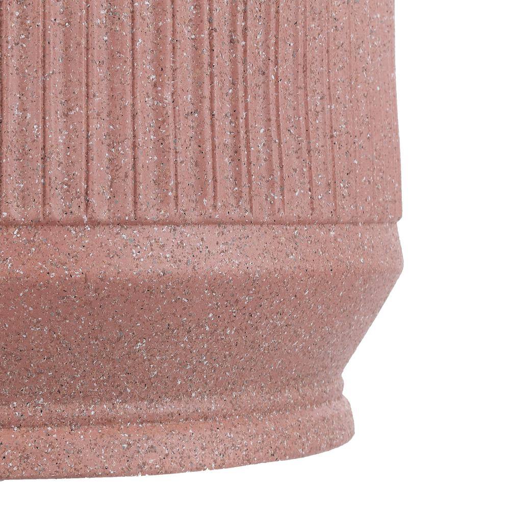Kline 17.5" Blush Ribbed Round Poly-Resin Accent Table
