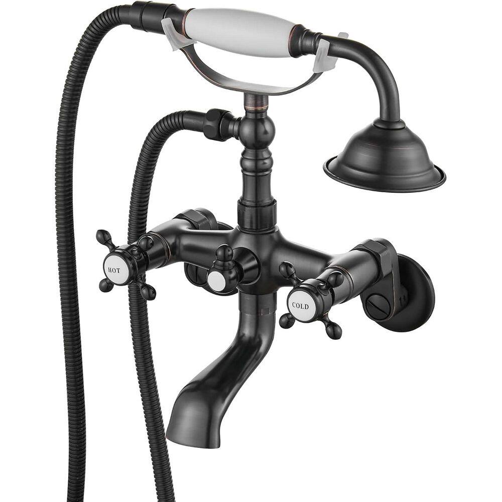 Single-Handle Claw Foot Tub Faucet with 6 in. Center Adjustable Swing Arms 