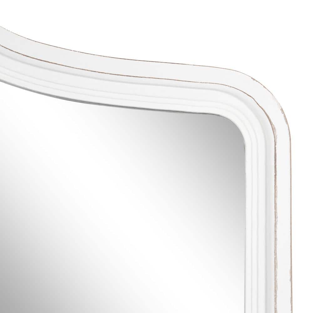 White Scalloped Rectangular Wood Wall Mirror