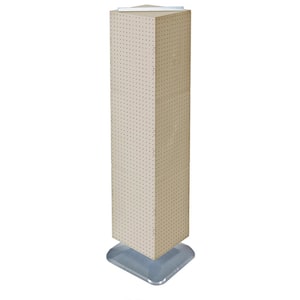 64 in. H x 14 in. W Interlock Pegboard Tower on a Revolving Base with Wheels in Almond