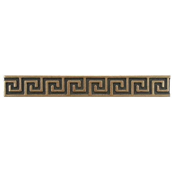 Merola Tile Contempo Greek Key Bronze Liner 1 in. x 8 in. Metallic Wall Trim Tile