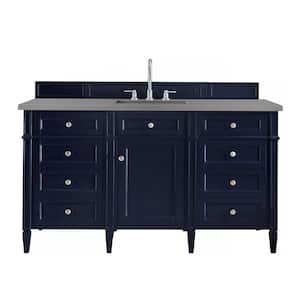 Brittany 60 in. W x 23.5 in.D x 34 in. H Single Vanity in Victory Blue with Quartz Top in Grey Expo