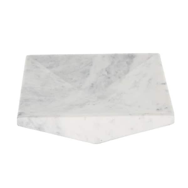 Litton Lane White Marble Square Geometric Decorative Tray