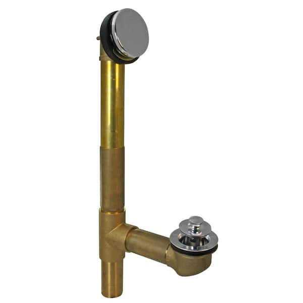 Westbrass Solder-In Brass Bath Waste Assembly with Twist & Close Drain and Illusionary No-Hole Overflow Cover, Polished Chrome
