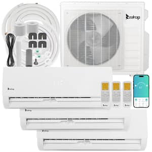 19 SEER2 27000 BTU 2.25-Ton 3-Zone WIFI Ductless Mini Split Air Conditioner with Heat Pump 9K pLus 9K pLus 18K