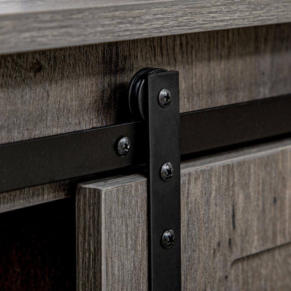 Dark Gray 6-Tier Steel and Wood Buffet Sideboard