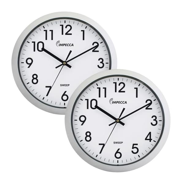 インテリア時計 shokki wall clock white Impecca 2-Pack 12 in. White Analog Classic Frame Quiet Movement